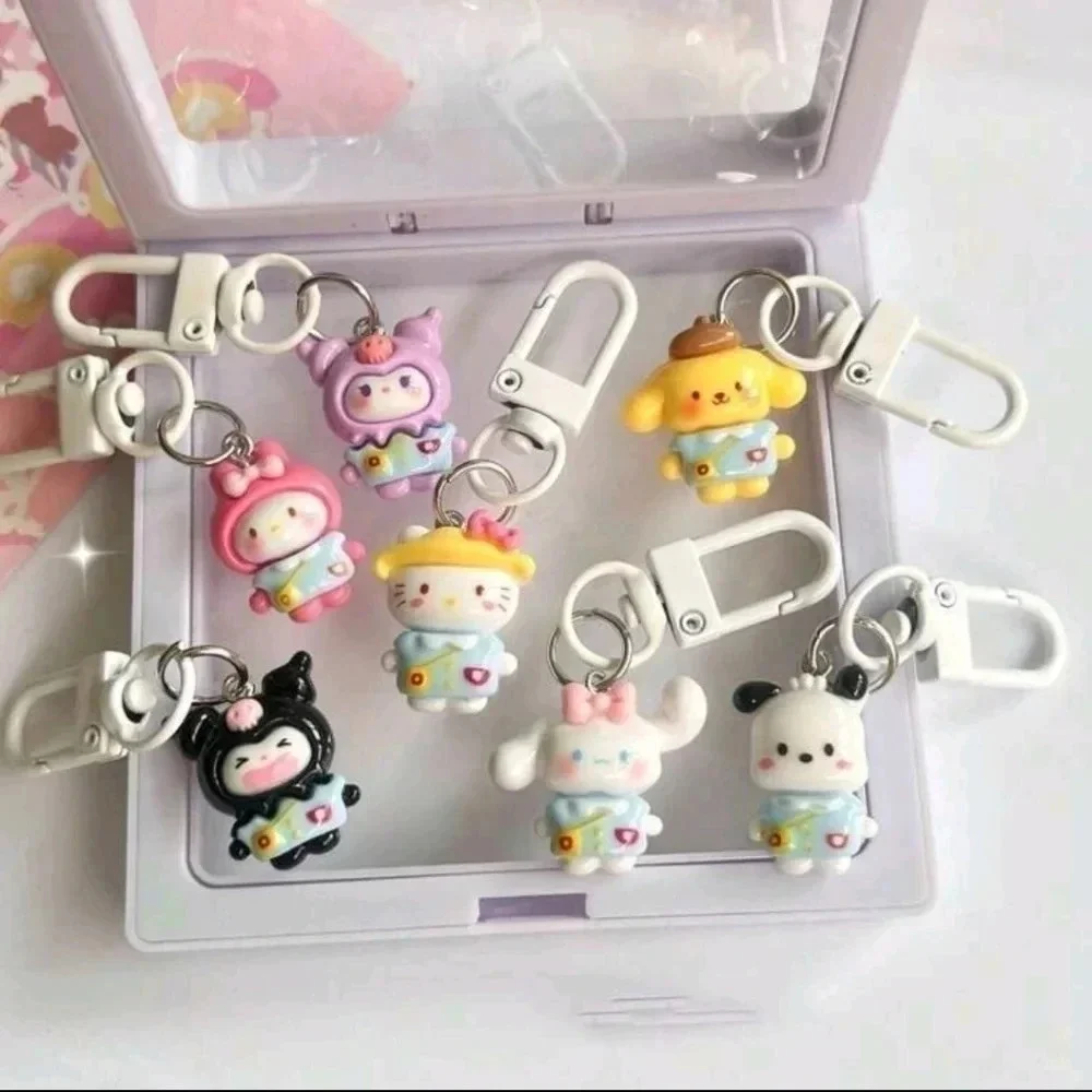 Sanrio anime cute kawaii pastel Gothic Style charms keychains girls purse clips
